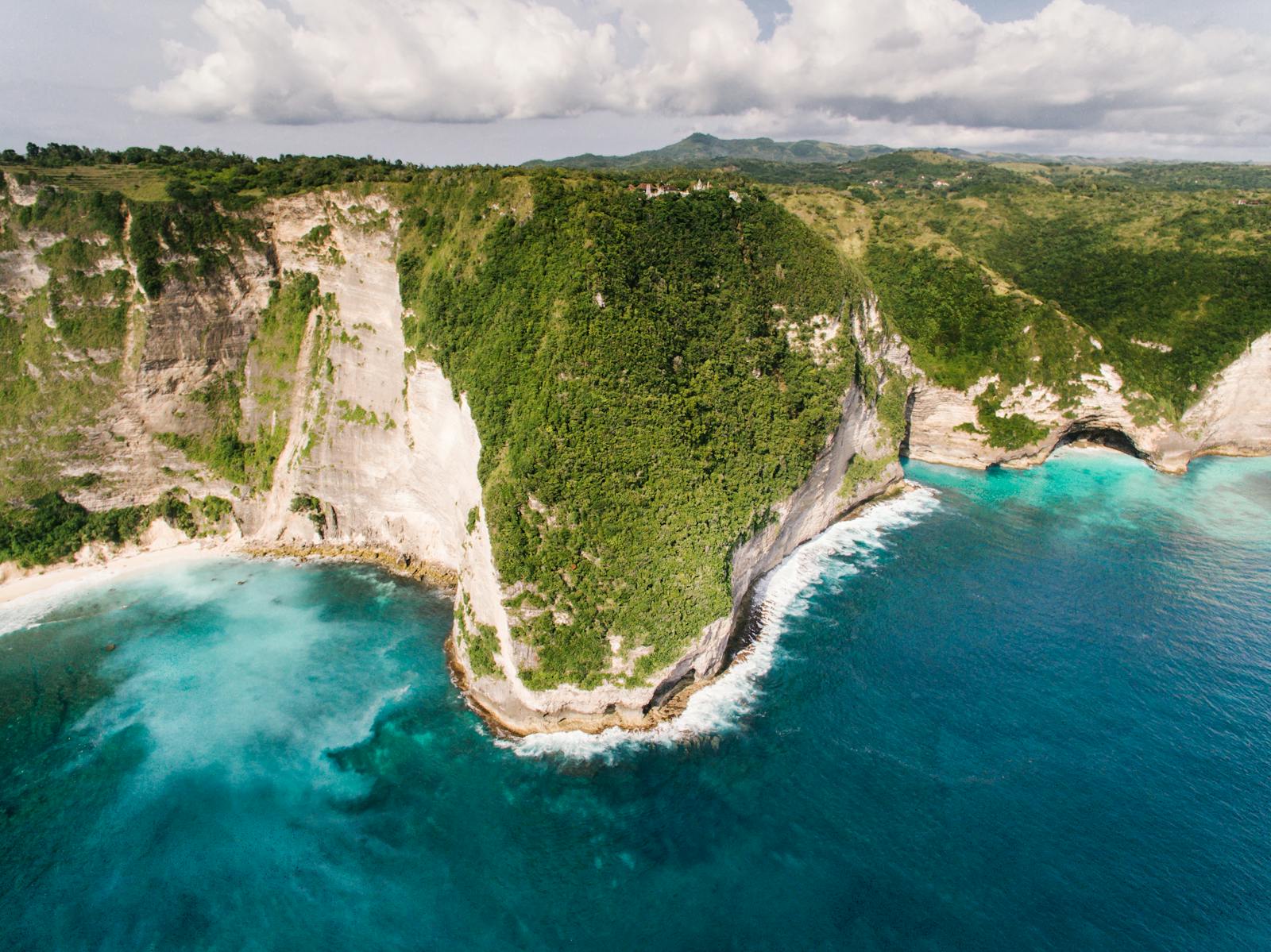 Drone photo of sea cliffs in Menorca