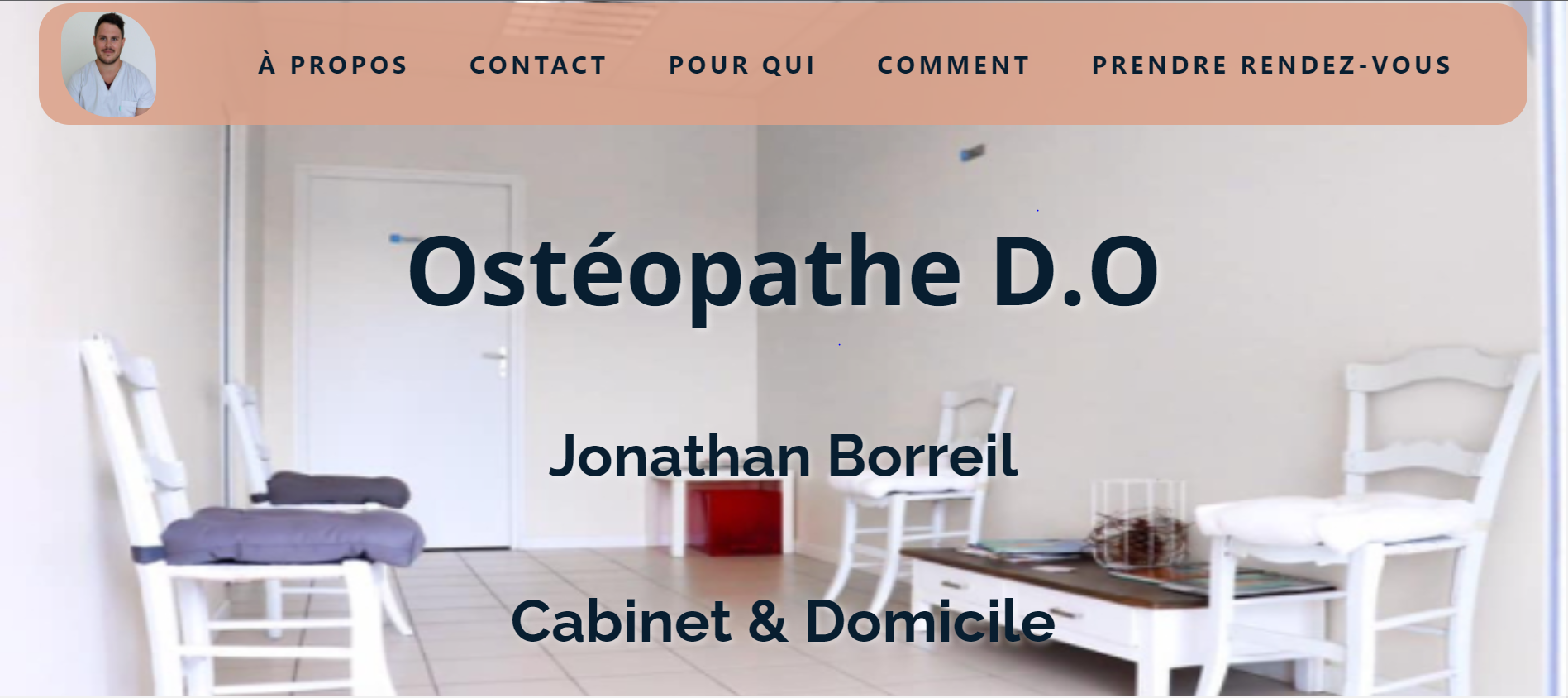 capture d'écran du site web de Jonathan Borreil Ostéopathe